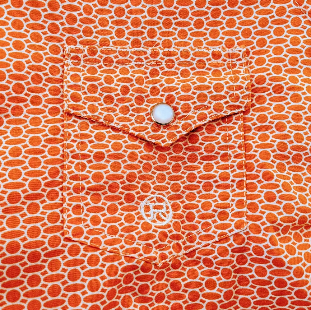 Roper orange print sleeveless pearl snap blouse M - Picture 3 of 7
